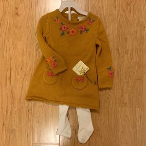 NWT - yellow knit dress with flower details